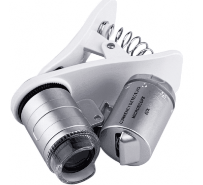 Микроскоп-прищепка на мобильный телефон (увеличение 60x) + подсветка + чехол / Mobil Micro