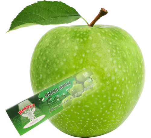 Папір для самокруток ароматизований "Зелене Яблуко" (110 мм, 32 шт.) / Hornet Green Apple
